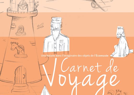 Couverture du livret "Carnet de voyage" distribué pour les enfants à l'Écomusée de Saint-Nazaire.