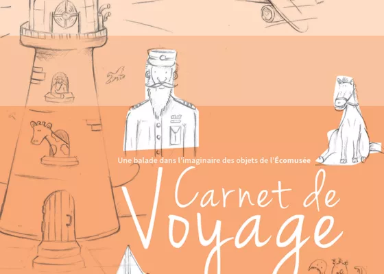 Couverture du livret "Carnet de voyage" distribué pour les enfants à l'Écomusée de Saint-Nazaire.