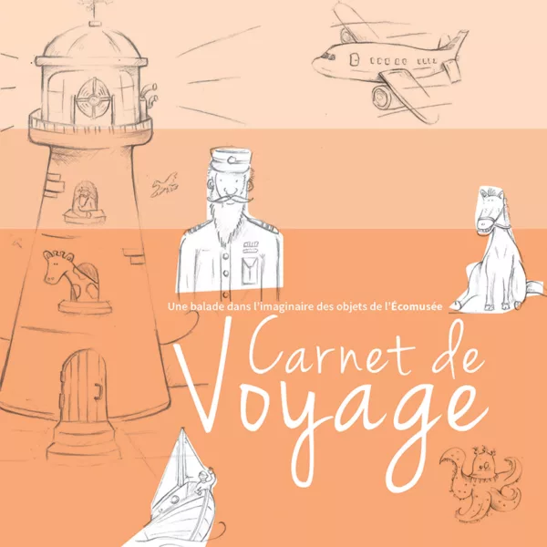 Création : Maelwenn Leduc Couverture du livret "Carnet de voyage" distribué pour les enfants à l'Écomusée de Saint-Nazaire.