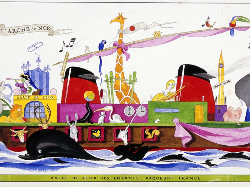 Étude préparatoire de L'Arche de Noé pour la salle de jeux enfants de la classe touriste du paquebot France (1962). Arts décoratifs.