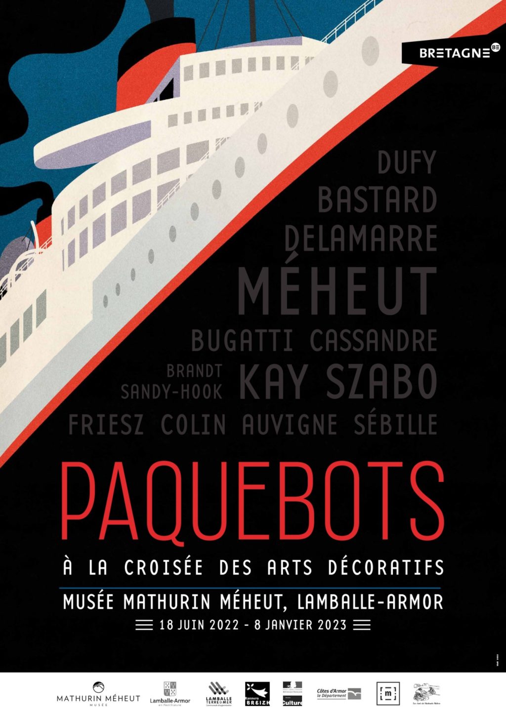 Affiche de l'exposition "Paquebots, à la croisée des arts décoratifs" du Musée Mathurin Méheut.