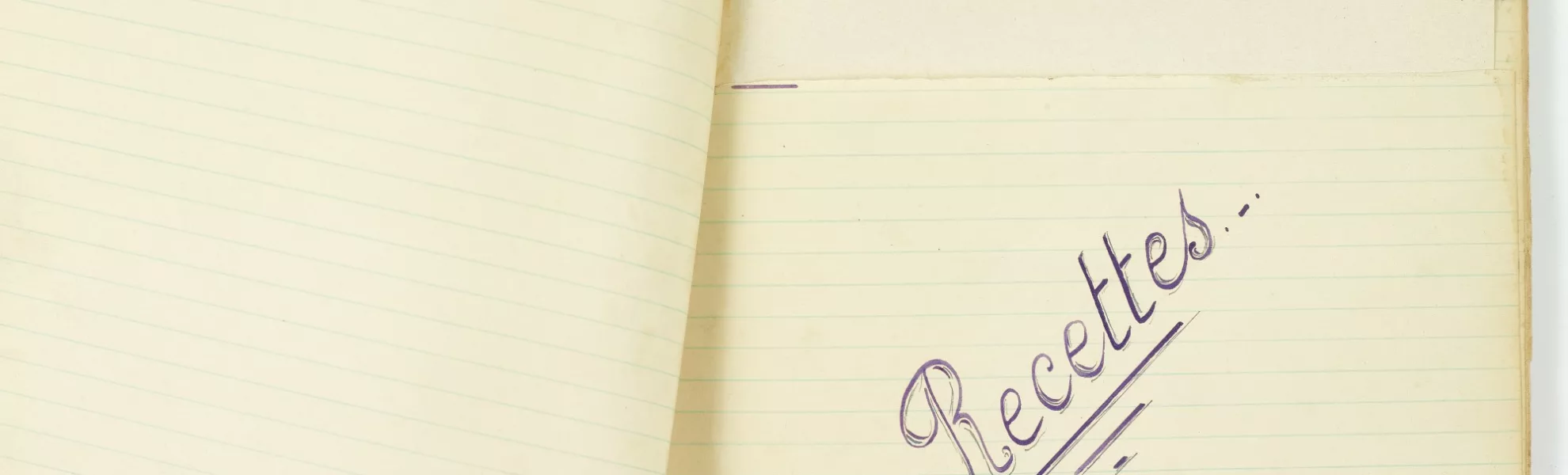 Pages intérieures d’un cahier de recettes ayant appartenu au chef Gaston Magrin.