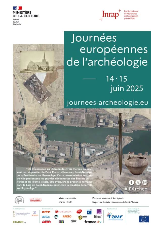 Affiche des Journées européennes de l'archéologie à Saint-Nazaire, GASN 2025.