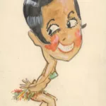 Caricature de la chanteuse, meneuse de revue et actrice, Joséphine Baker