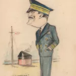 Caricature de Victor Barthélémy, commandant du paquebot Champlain (1932)