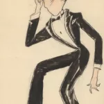 Caricature de l'acteur et chanteur français Maurice Chevalier