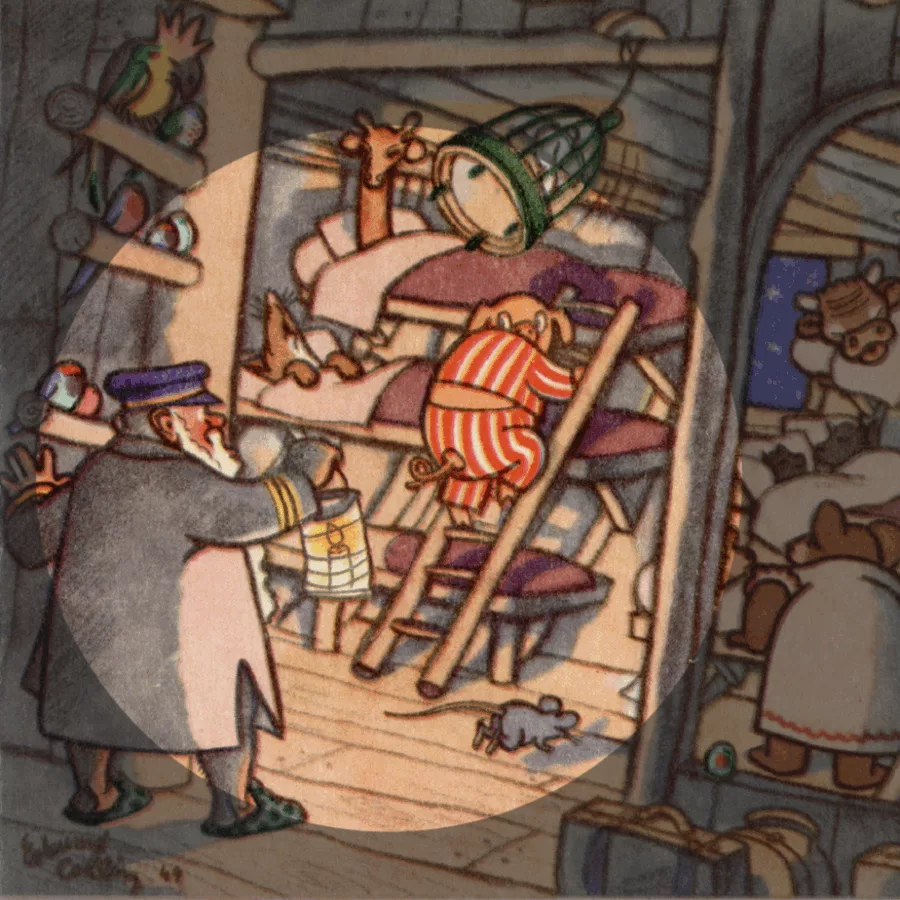 Menu pour enfant du paquebot Liberté (1950) illustré par Édouard Collin.